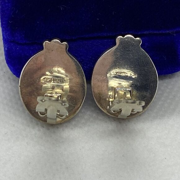 💛 925 Vintage Lapis Lazuli Clip On Earrings - Picture 4 of 4